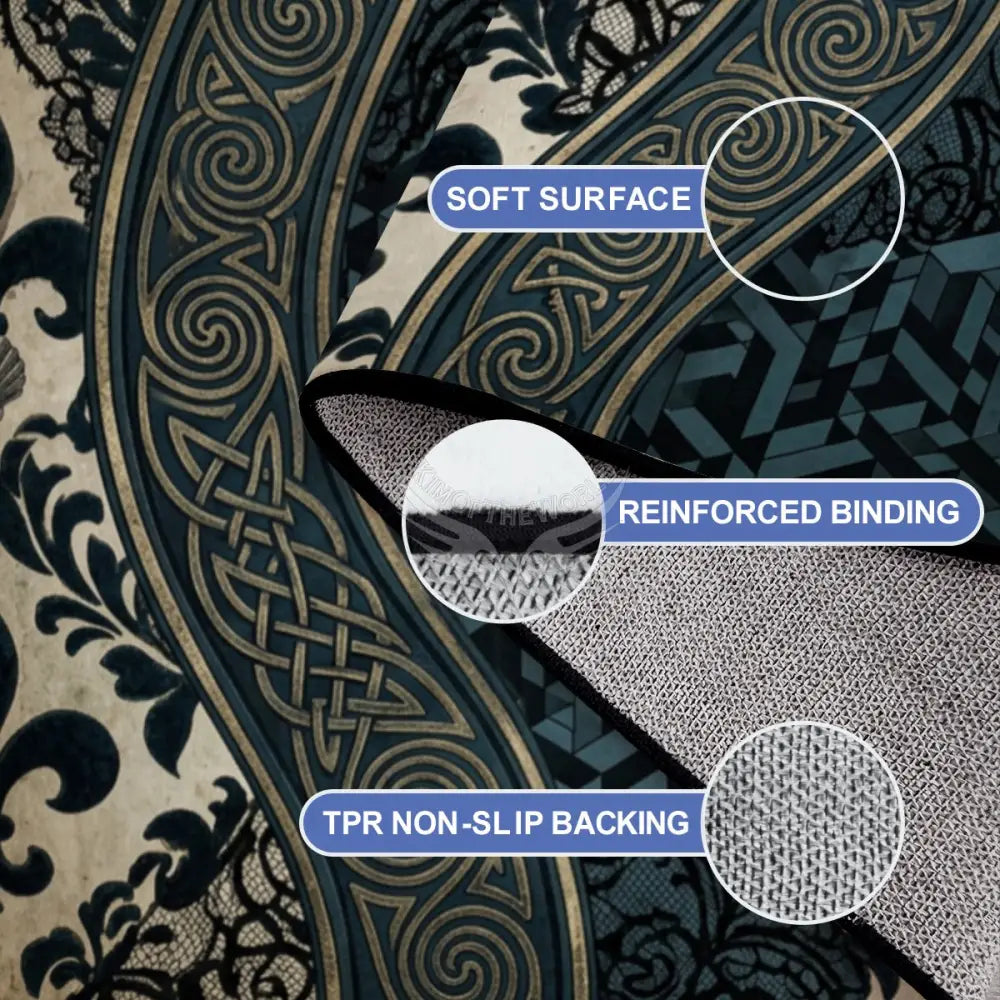 Black Green & White Lace 10 ft x 8 ft Large Area Rug Floor Carpet 120’’x96’’ Rugs & Mats