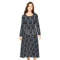 Black Labrador Retriever Lab Dog Wallpaper Print Dress – Women’s Long Sleeve AOP L All Over Prints