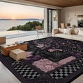 Black Lace and Pink Floral 3D Patch Checkerboard 10 ft x 8 ft Large Area Rug Floor Carpet 120’’x96’’ Rugs & Mats