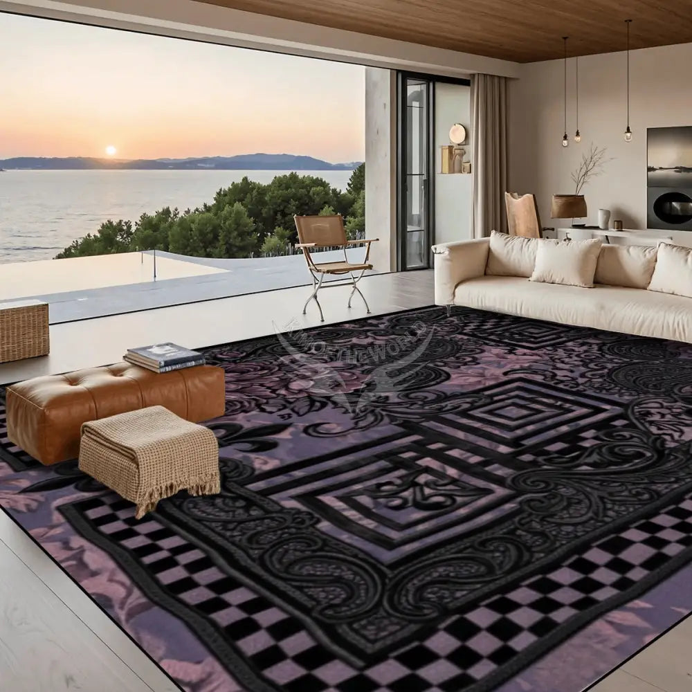 Black Lace & Pink 3D Checkerboard Design 10 ft x 8 ft Large Area Rug Floor Carpet 120’’x96’’ Rugs & Mats