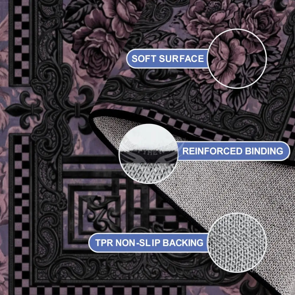 Black Lace & Pink 3D Checkerboard Design 10 ft x 8 ft Large Area Rug Floor Carpet 120’’x96’’ Rugs & Mats