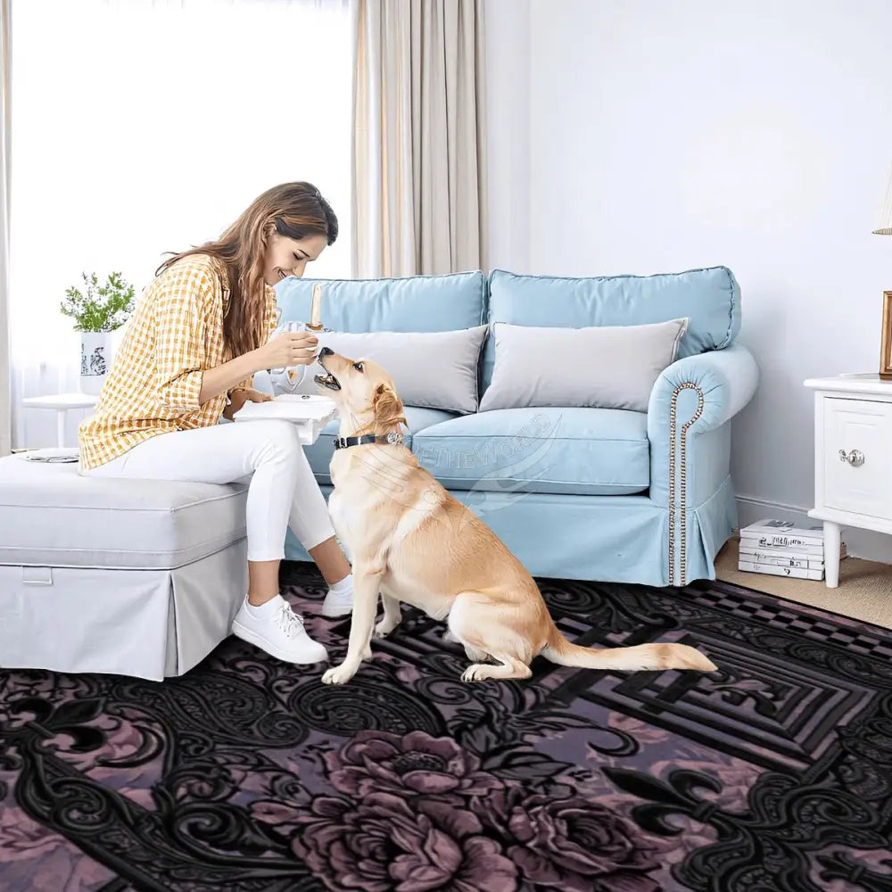 Black Lace & Pink 3D Checkerboard Design 10 ft x 8 ft Large Area Rug Floor Carpet 120’’x96’’ Rugs & Mats