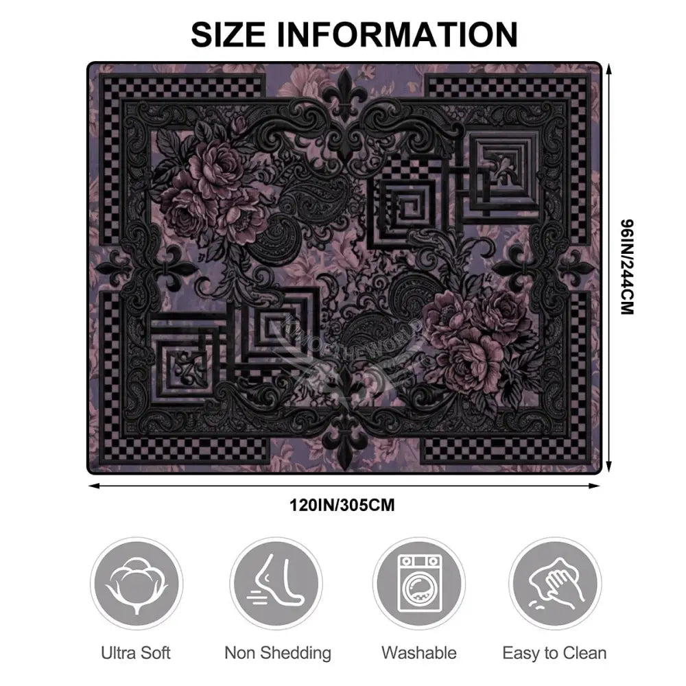 Black Lace & Pink 3D Checkerboard Design 10 ft x 8 ft Large Area Rug Floor Carpet 120’’x96’’ Rugs & Mats