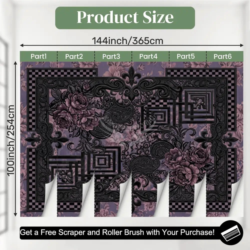 Black Lace with Pink 3D Unpasted Mural Wallpaper 144’’x100’’ 144’’x100’’ Wall Coverings