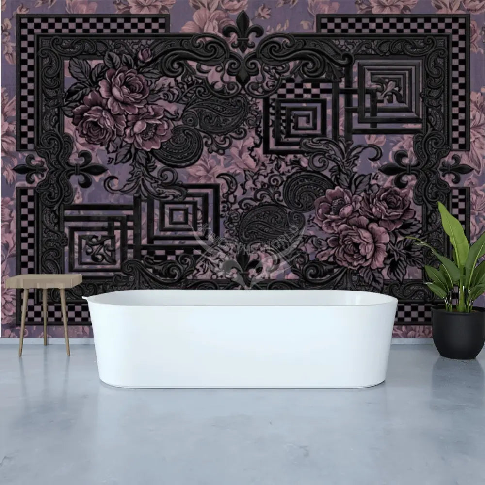 Black Lace with Pink 3D Unpasted Mural Wallpaper 144’’x100’’ 144’’x100’’ Wall Coverings