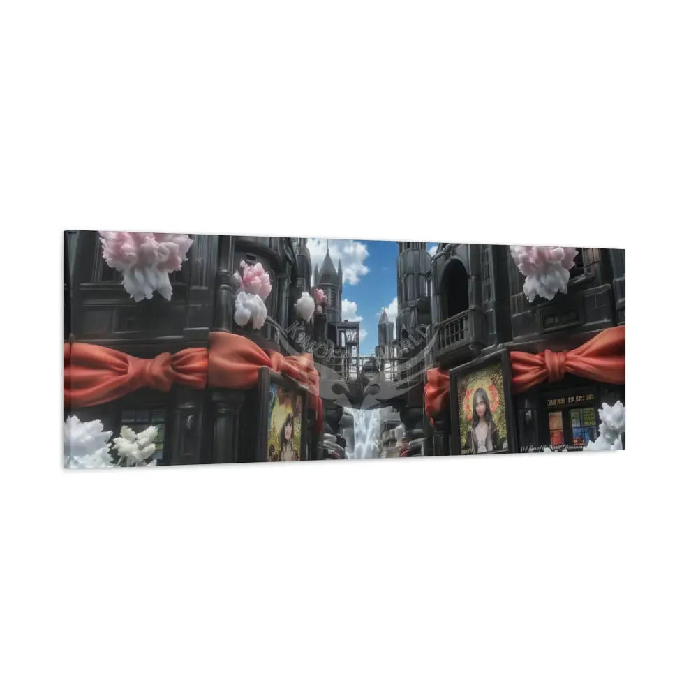 Blended 3D Mall Satin Canvas Print — Surreal Cozy Room Wall Art Canvas