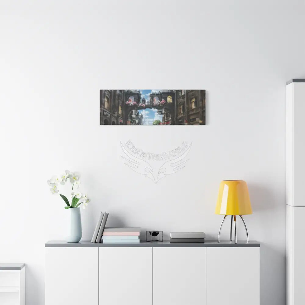 Blended 3D Mall Satin Canvas Print — Surreal Cozy Room Wall Art Canvas