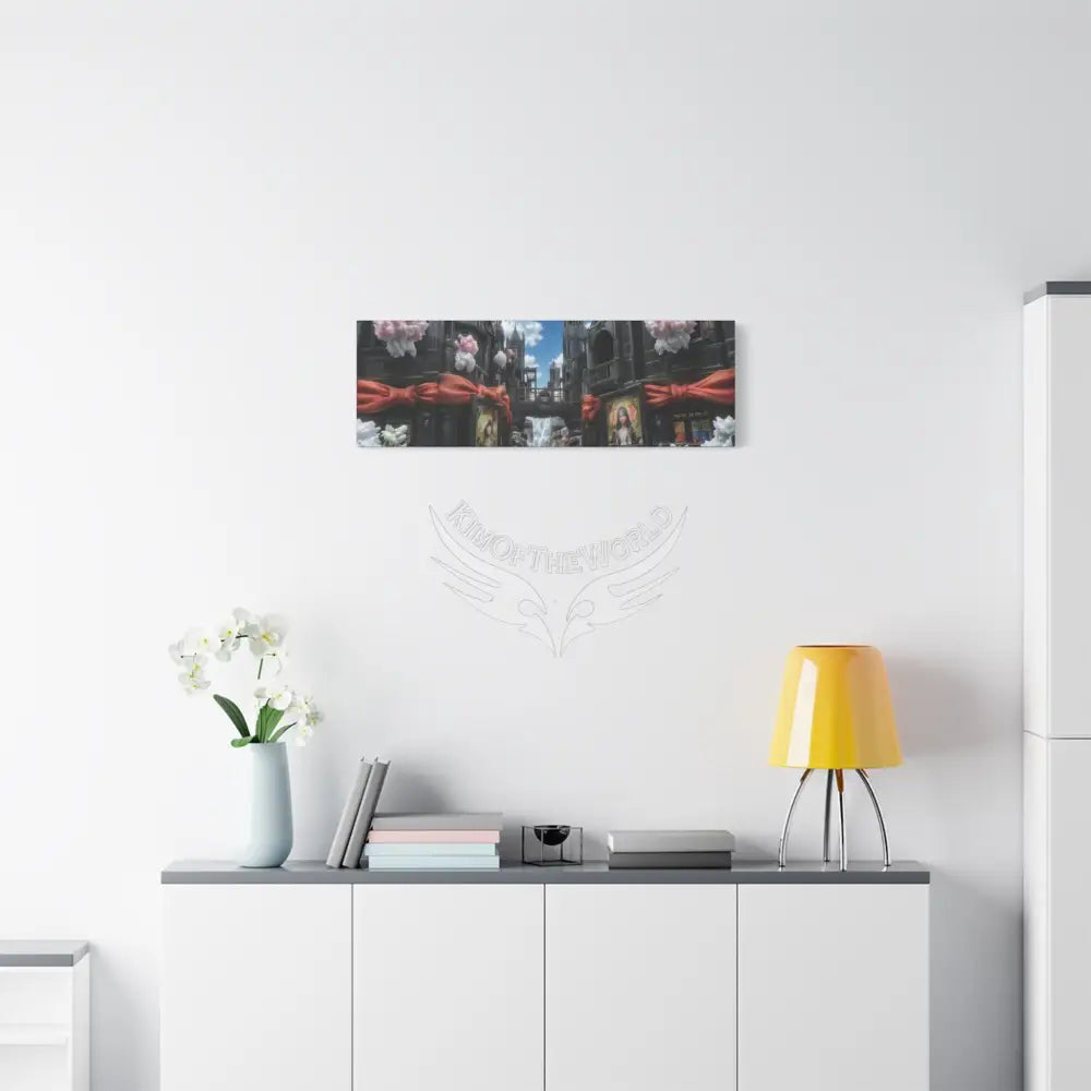 Blended 3D Mall Satin Canvas Print — Surreal Cozy Room Wall Art Canvas
