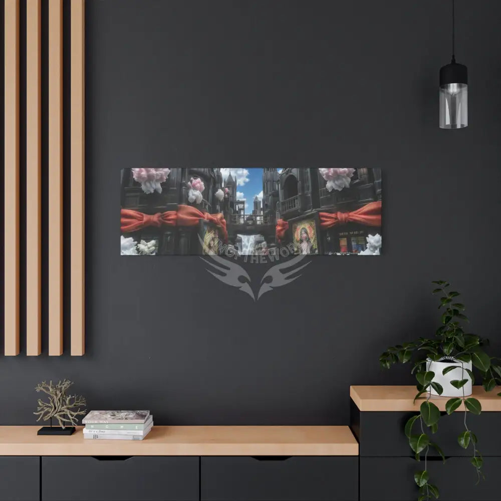 Blended 3D Mall Satin Canvas Print — Surreal Cozy Room Wall Art Canvas