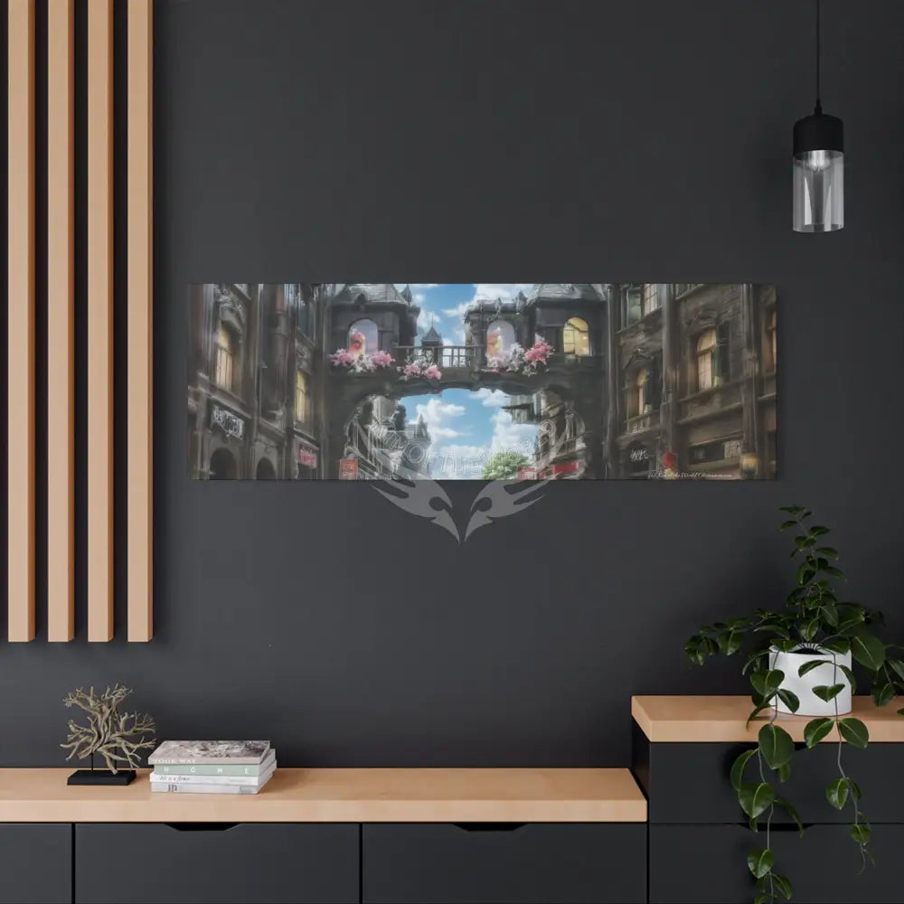 Blended 3D Mall Satin Canvas Print — Surreal Cozy Room Wall Art Canvas