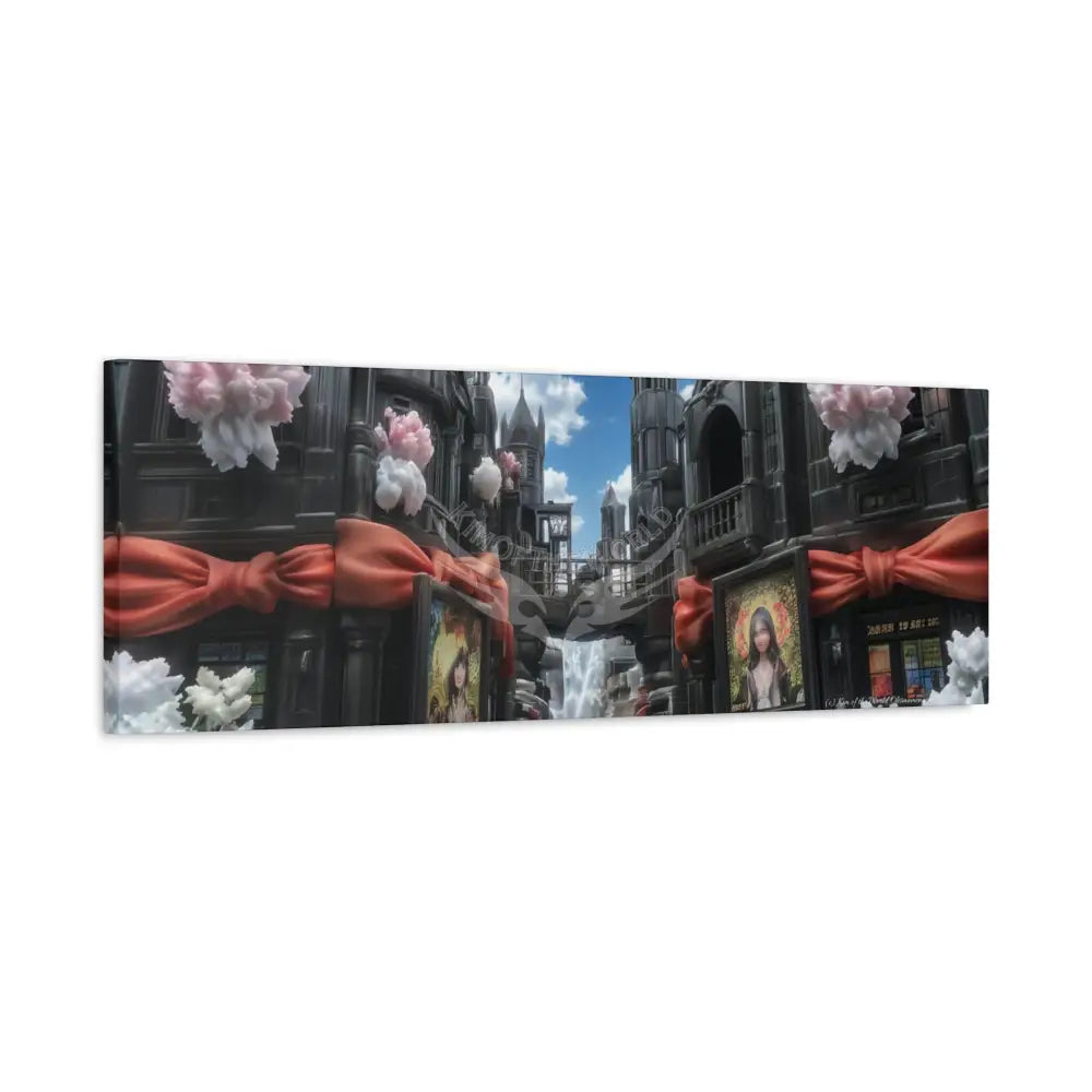 Blended 3D Mall Satin Canvas Print — Surreal Cozy Room Wall Art Canvas