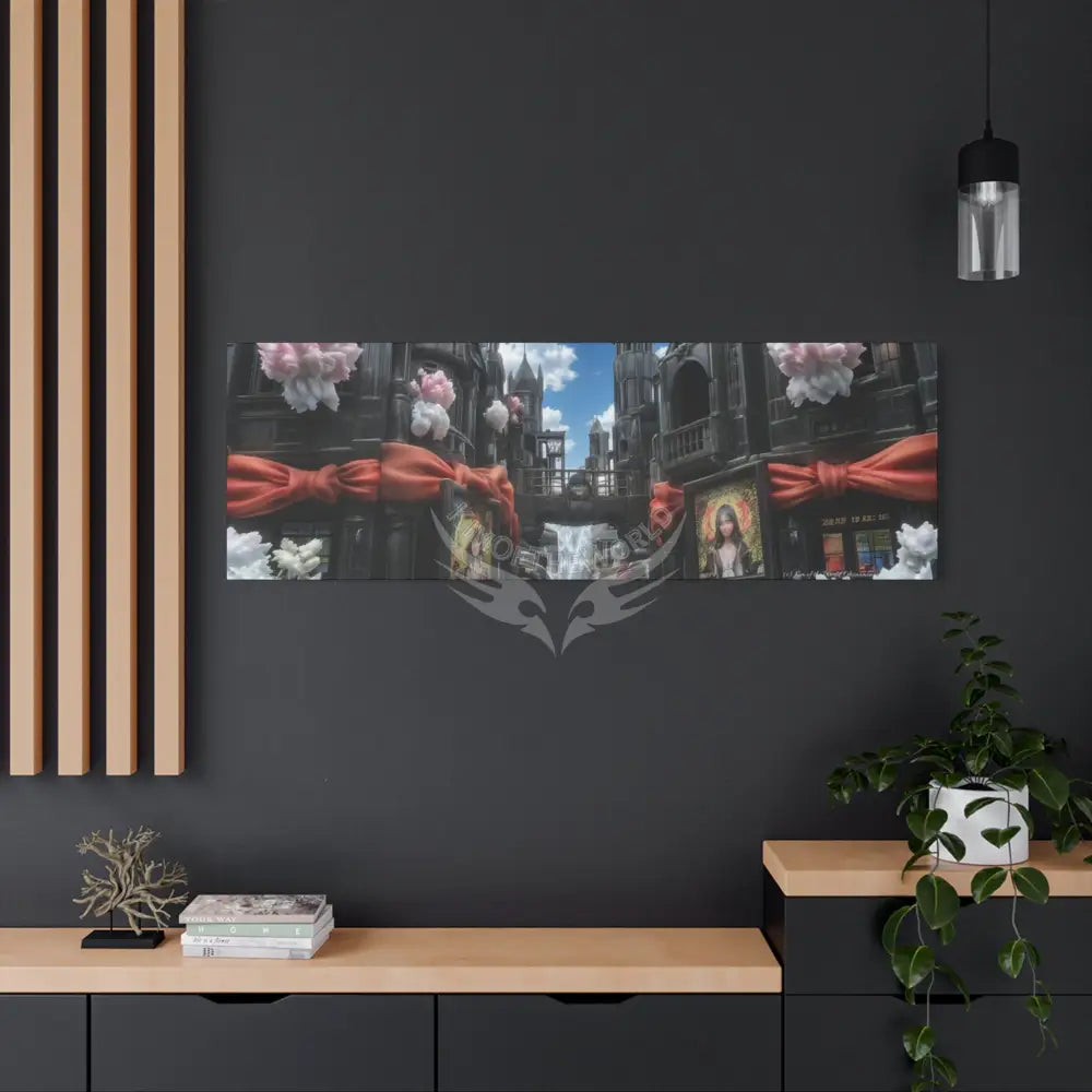 Blended 3D Mall Satin Canvas Print — Surreal Cozy Room Wall Art Canvas
