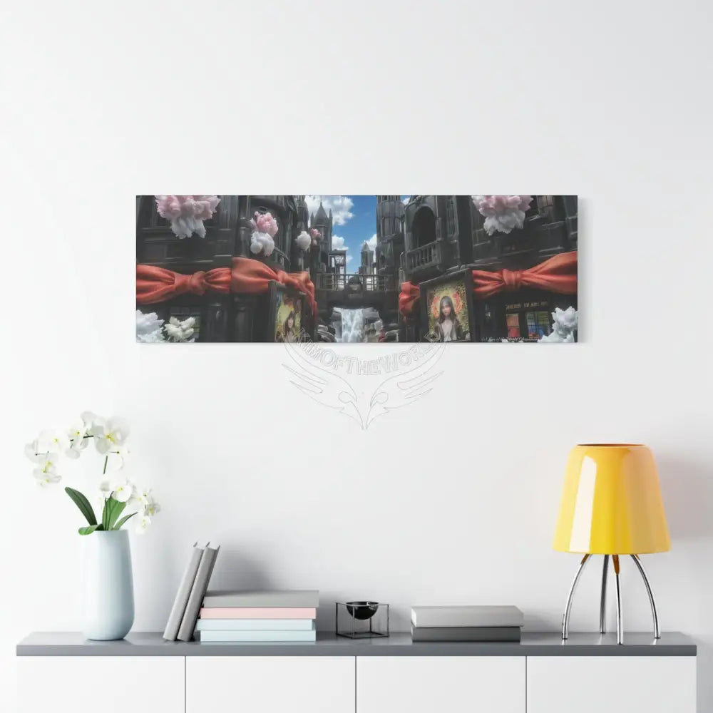 Blended 3D Mall Satin Canvas Print — Surreal Cozy Room Wall Art Canvas