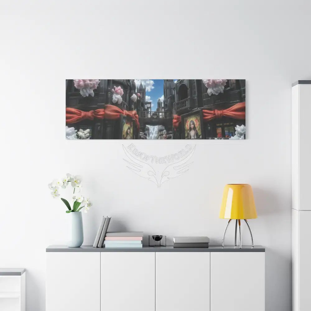 Blended 3D Mall Satin Canvas Print — Surreal Cozy Room Wall Art Canvas