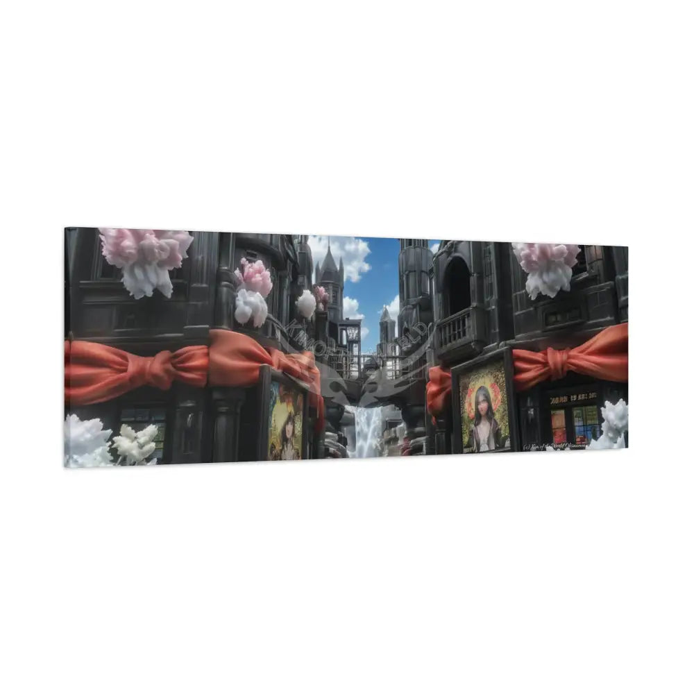 Blended 3D Mall Satin Canvas Print — Surreal Cozy Room Wall Art Canvas