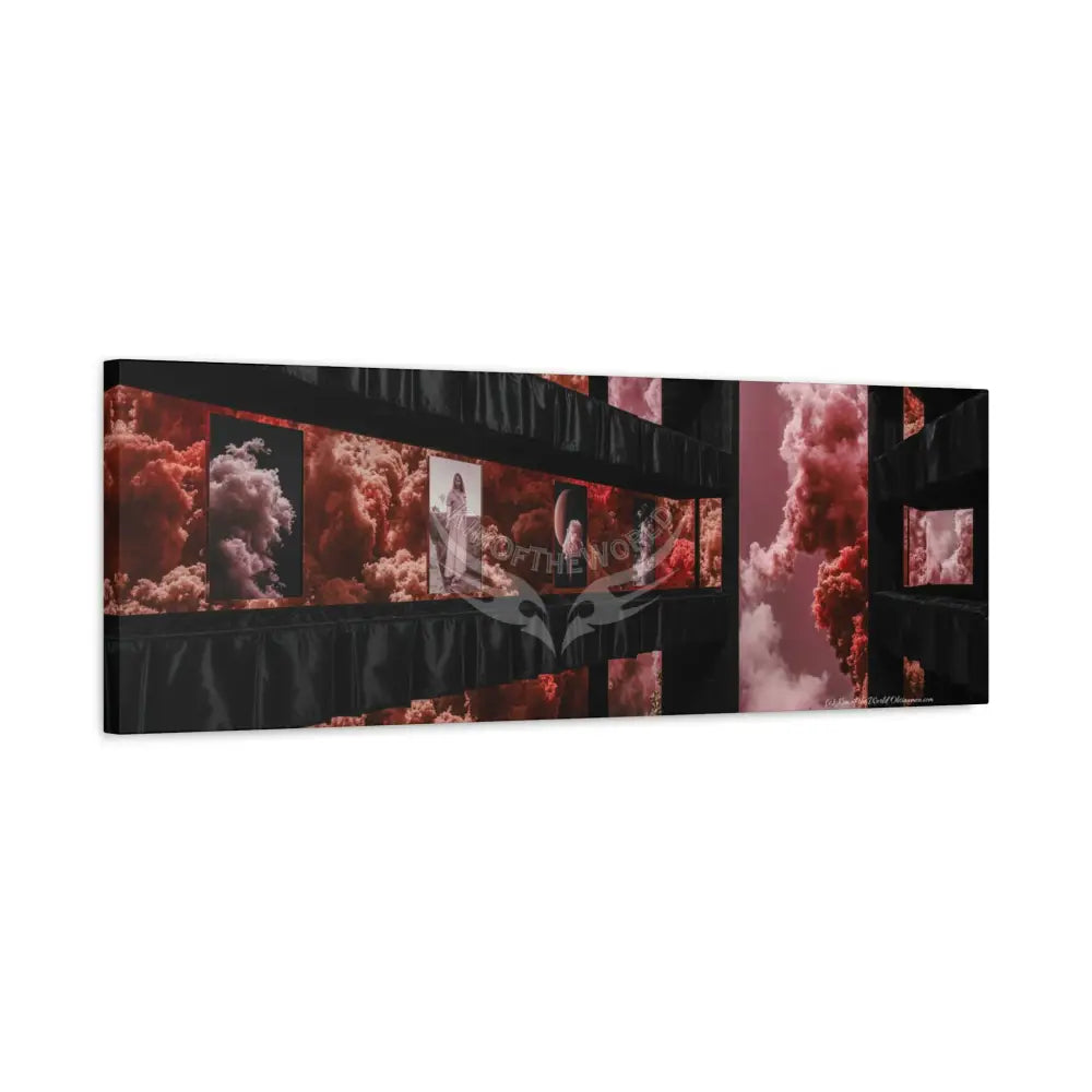 Blended Magic Windows Satin Canvas Print — Surreal Cozy Room Wall Art Canvas