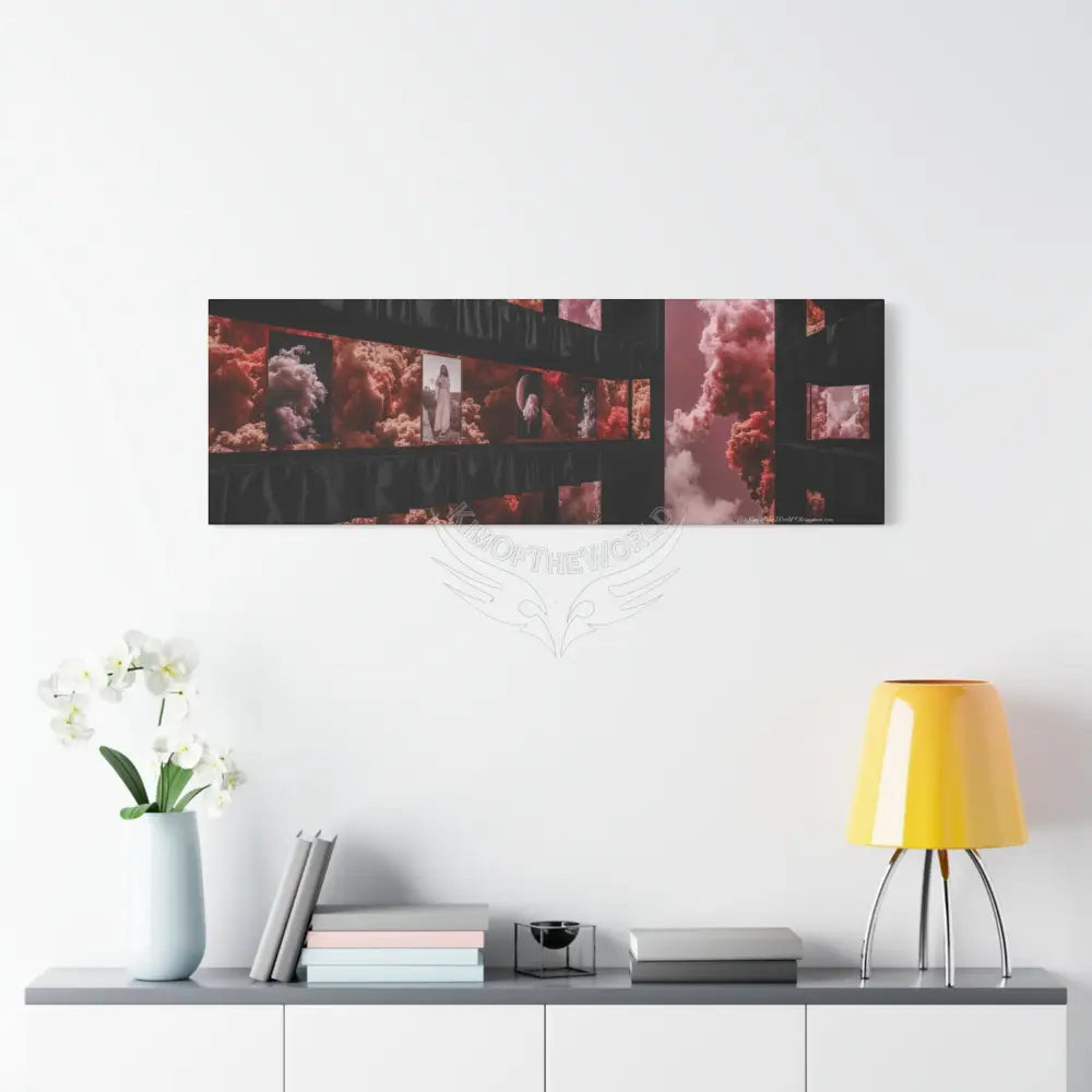 Blended Magic Windows Satin Canvas Print — Surreal Cozy Room Wall Art Canvas