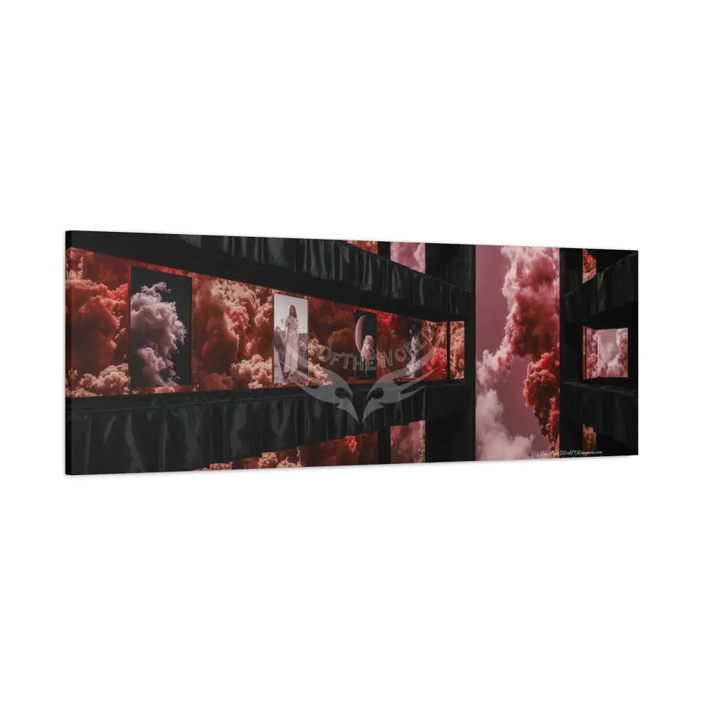 Blended Magic Windows Satin Canvas Print — Surreal Cozy Room Wall Art Canvas