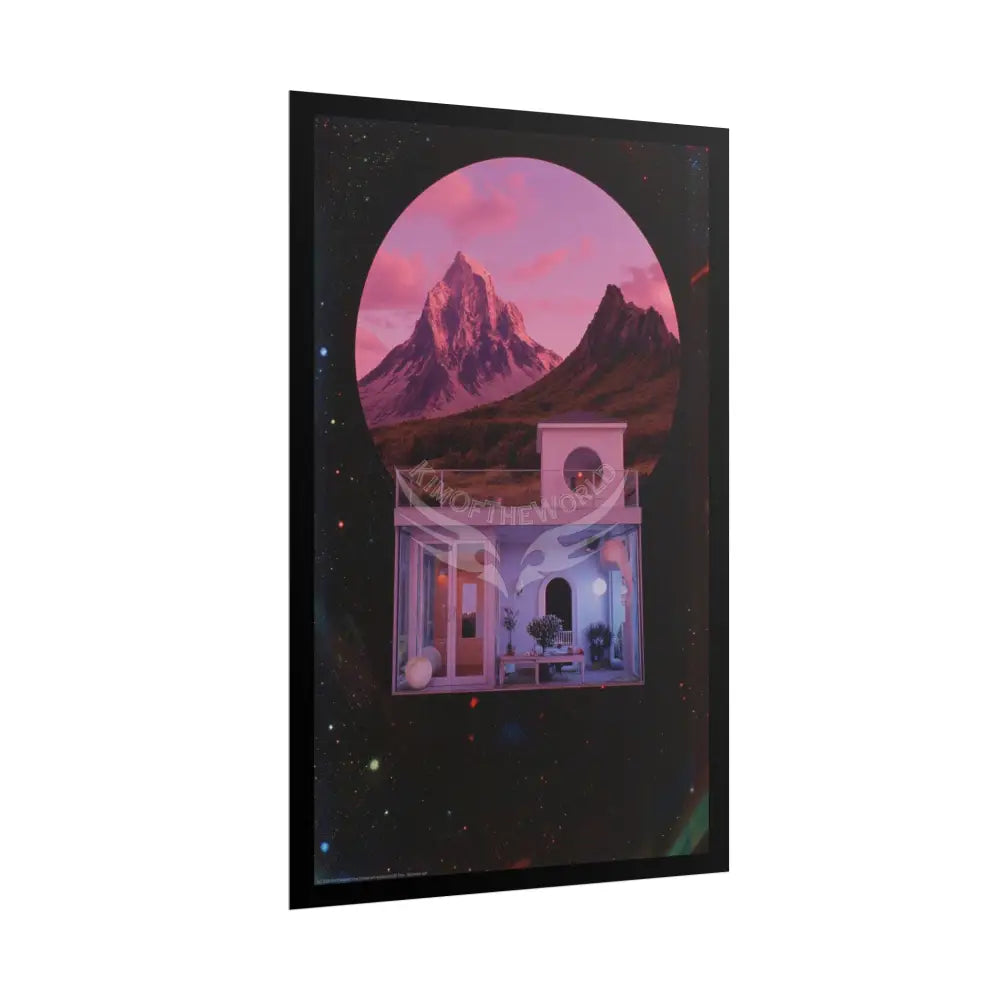 Block Levels Goth Architectures Vaporware Mountain View Homes Landscape Poster — Colorful Rolled Art Print Poster