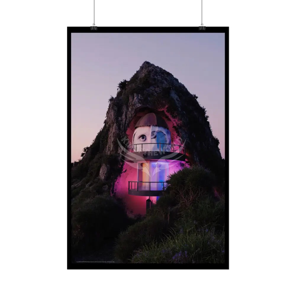 Block Levels Goth Architectures Vaporware Mountain View Homes Landscape Poster — Colorful Rolled Art Print Poster