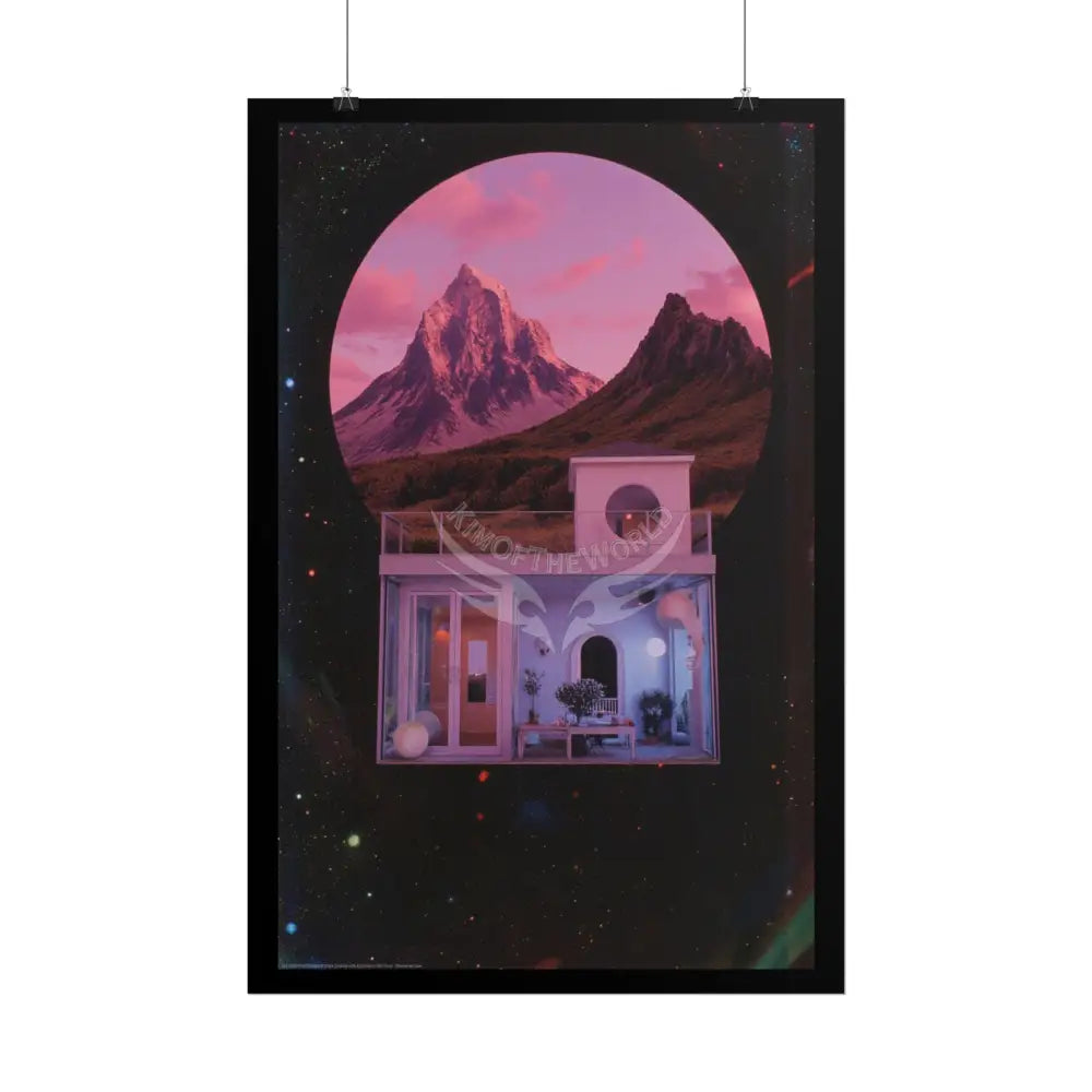 Block Levels Goth Architectures Vaporware Mountain View Homes Landscape Poster — Colorful Rolled Art Print Poster