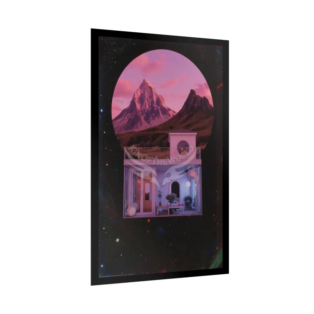 Block Levels Goth Architectures Vaporware Mountain View Homes Landscape Poster — Colorful Rolled Art Print Poster