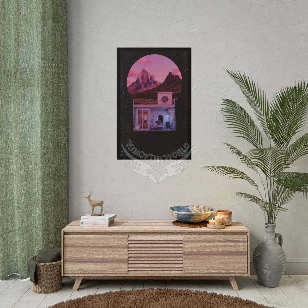 Block Levels Goth Architectures Vaporware Mountain View Homes Landscape Poster — Colorful Rolled Art Print Poster