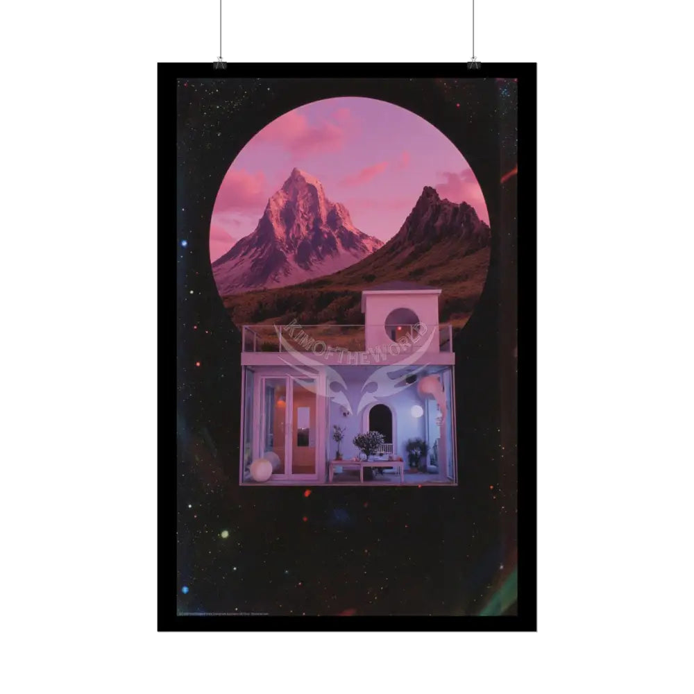 Block Levels Goth Architectures Vaporware Mountain View Homes Landscape Poster — Colorful Rolled Art Print Poster