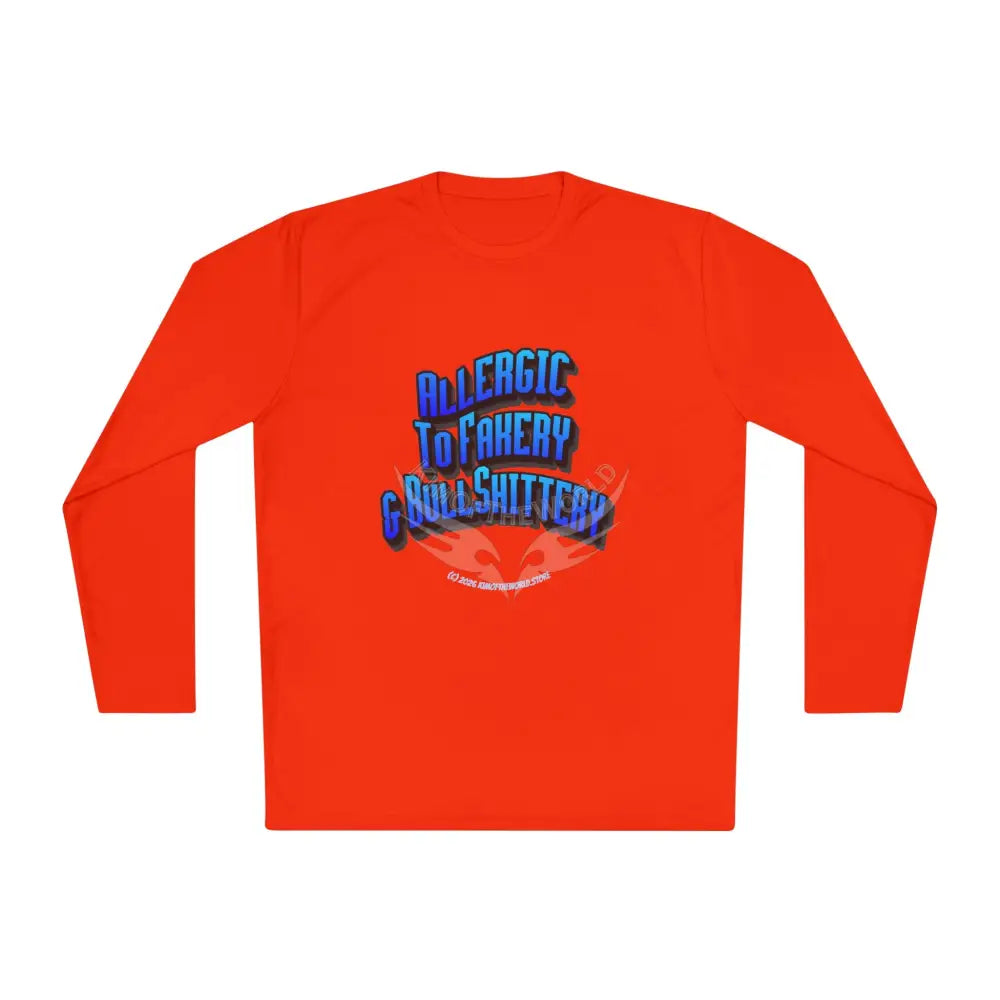 Blue ’Allergic to Fakery and BS’ - Long Sleeve Tee Deep Orange / S Long-sleeve