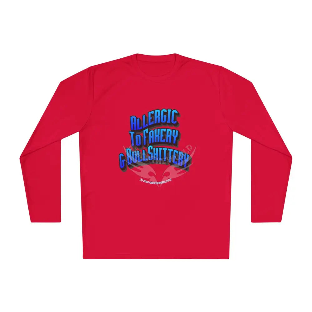 Blue ’Allergic to Fakery and BS’ - Long Sleeve Tee True Red / XS Long-sleeve