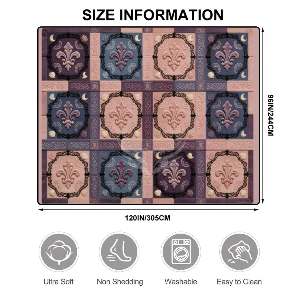 Blue and Pink Large Fleur Checkerboard 10 ft x 8 ft Large Area Rug Floor Carpet 120’’x96’’ Rugs & Mats