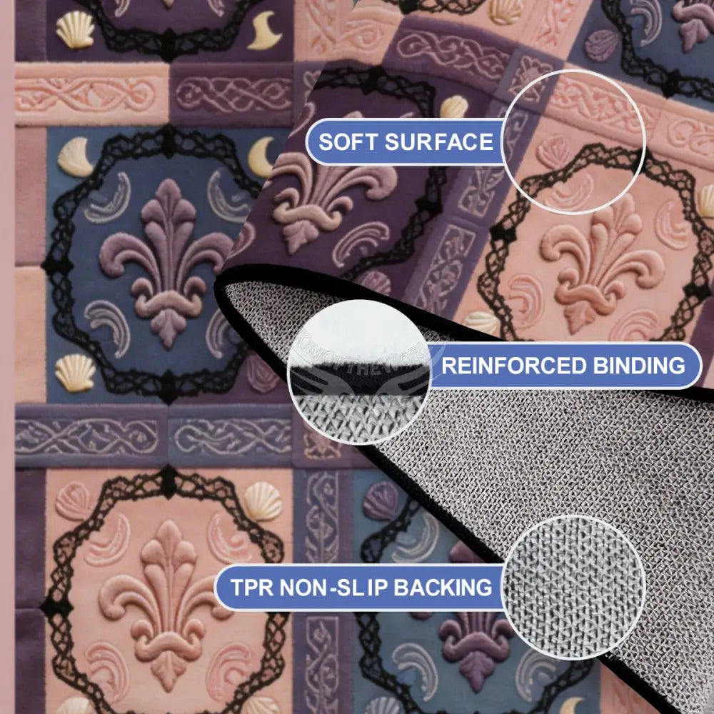 Blue and Pink Large Fleur Checkerboard 10 ft x 8 ft Large Area Rug Floor Carpet 120’’x96’’ Rugs & Mats
