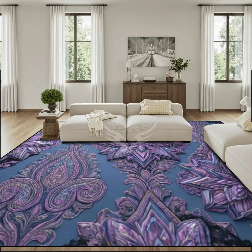 Blue Diamond Pink Roses Large Area Rug Floor Carpet 12ft x 10ft - (Ratio 4:3) 144’’x108’’ Rugs & Mats