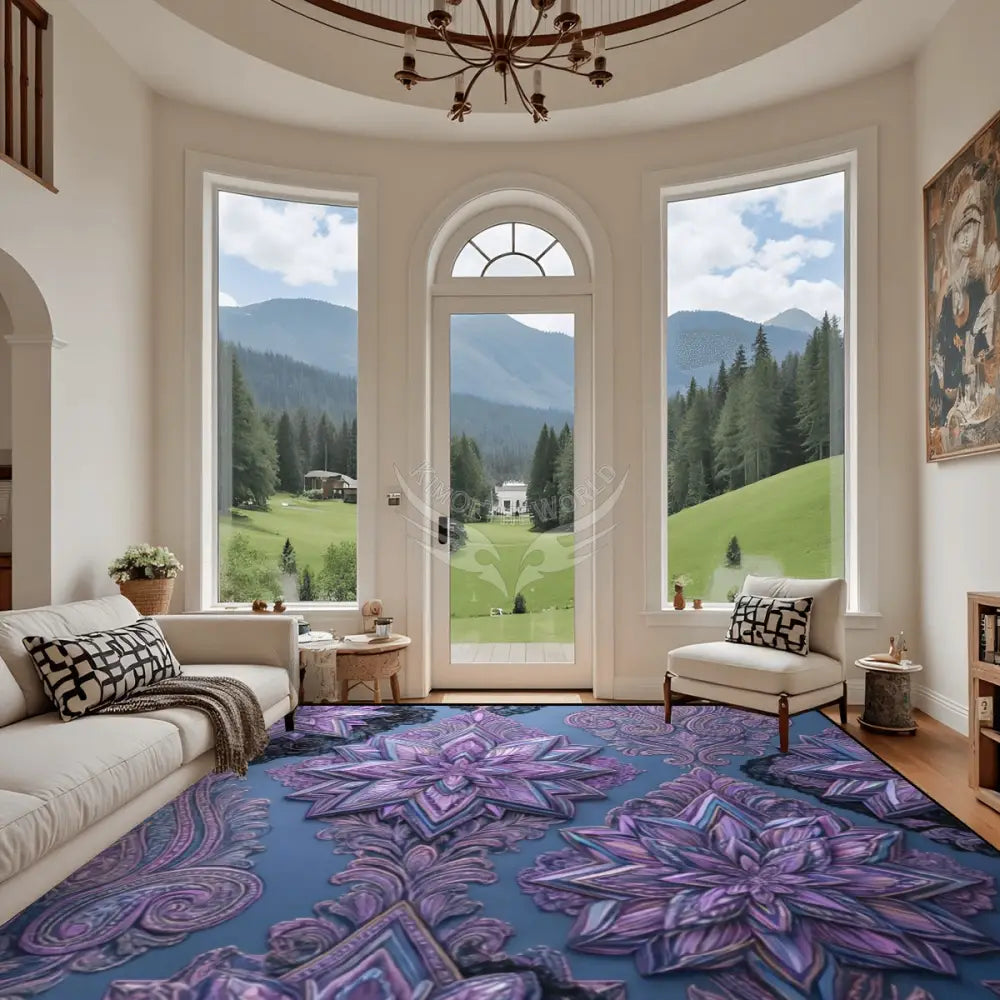 Blue Diamond Pink Roses Large Area Rug Floor Carpet 12ft x 10ft - (Ratio 4:3) 144’’x108’’ Rugs & Mats