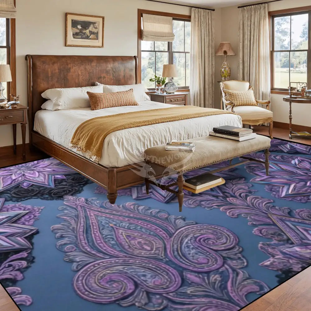 Blue Diamond Pink Roses Large Area Rug Floor Carpet 12ft x 10ft - (Ratio 4:3) 144’’x108’’ Rugs & Mats
