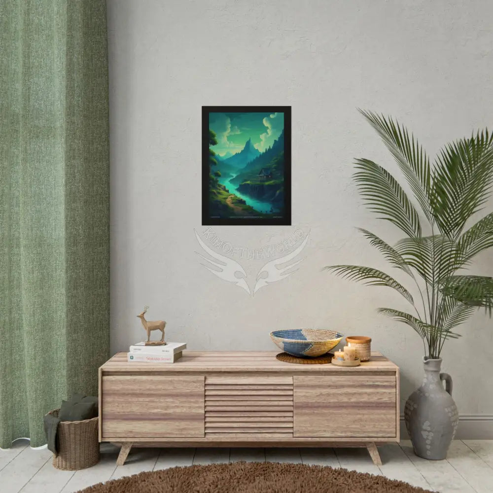 Blue & Green Vaporwave Landscapes Art Prints (Wave-Line Scenic Series) Rolled Posters Poster