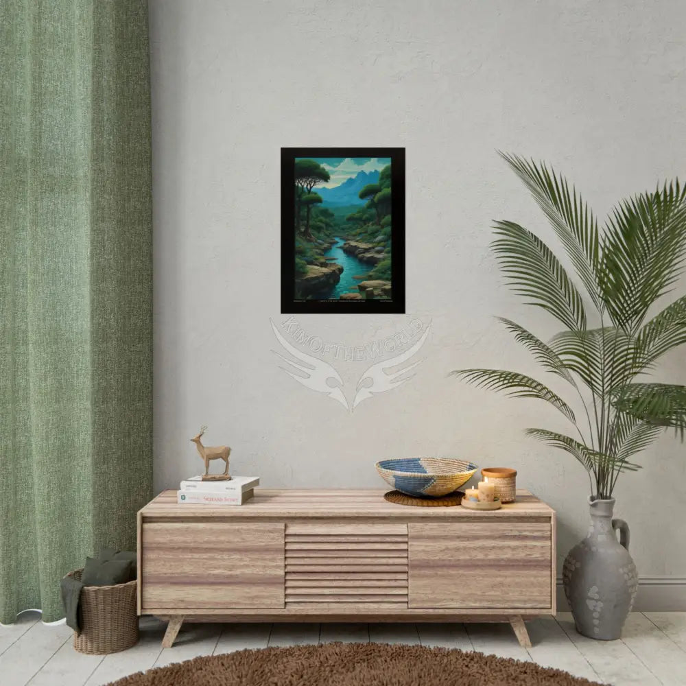 Blue & Green Vaporwave Landscapes Art Prints (Wave-Line Scenic Series) Rolled Posters Poster