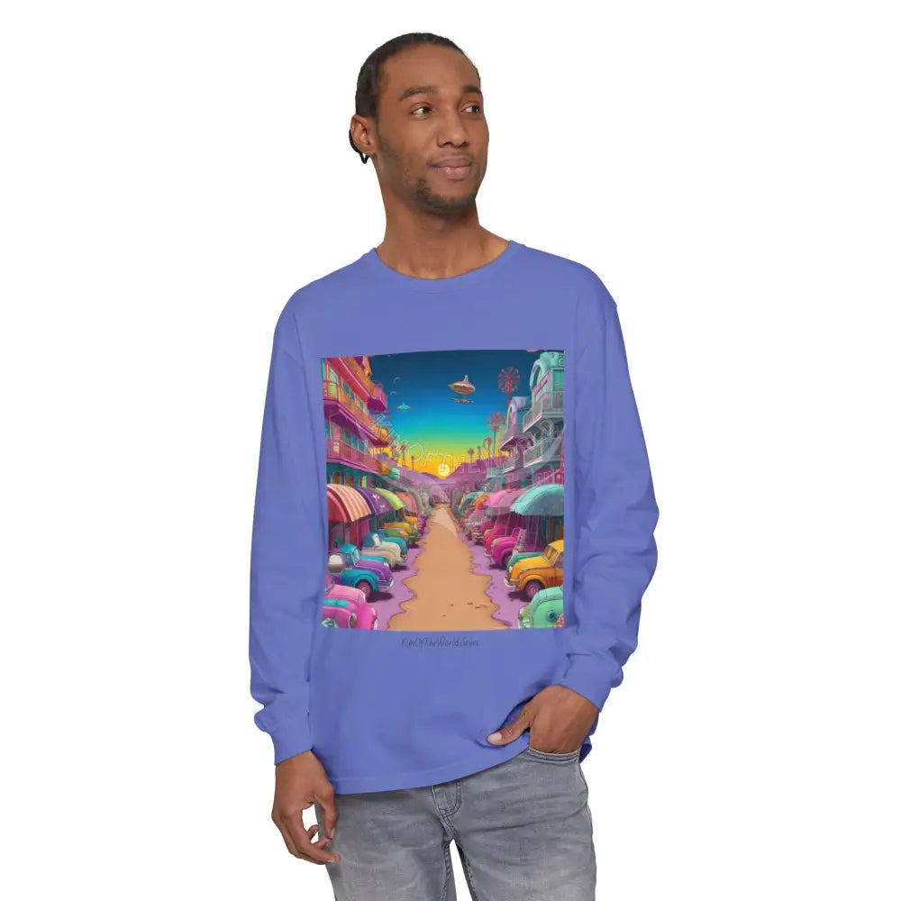 Boho Beach Funky Art Psychedelic Dreamscape Long Sleeve Tee Long-sleeve