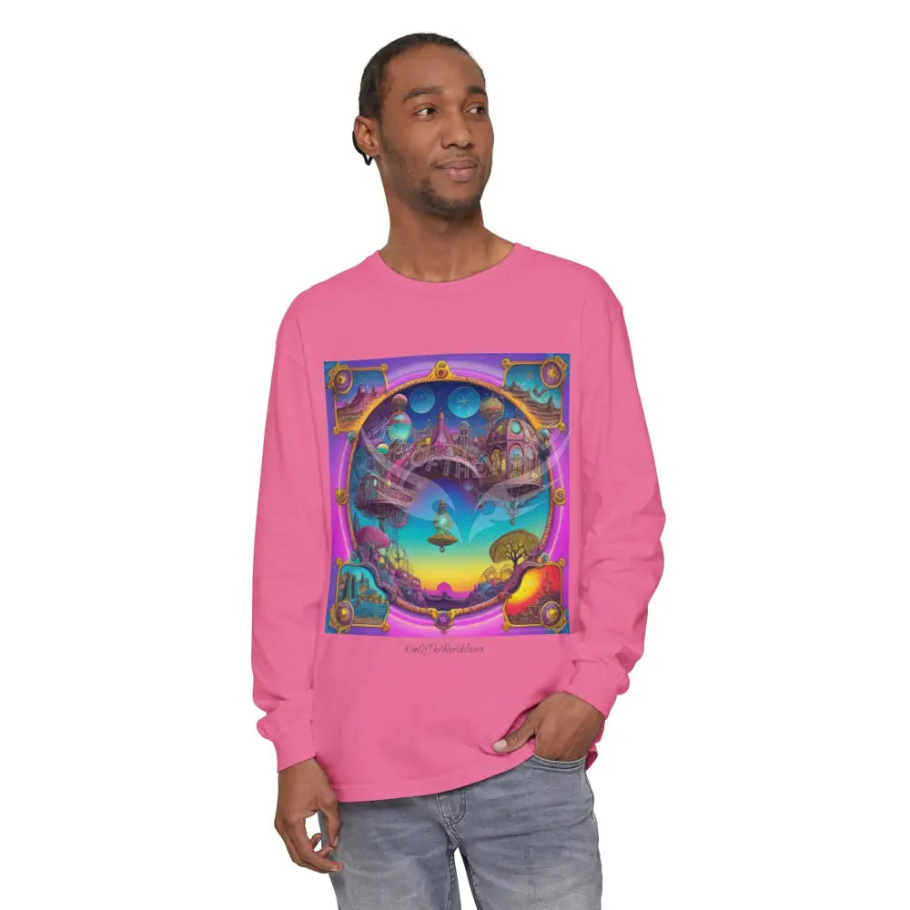 Boho Beach Funky Art Psychedelic Dreamscape Long Sleeve Tee Long-sleeve