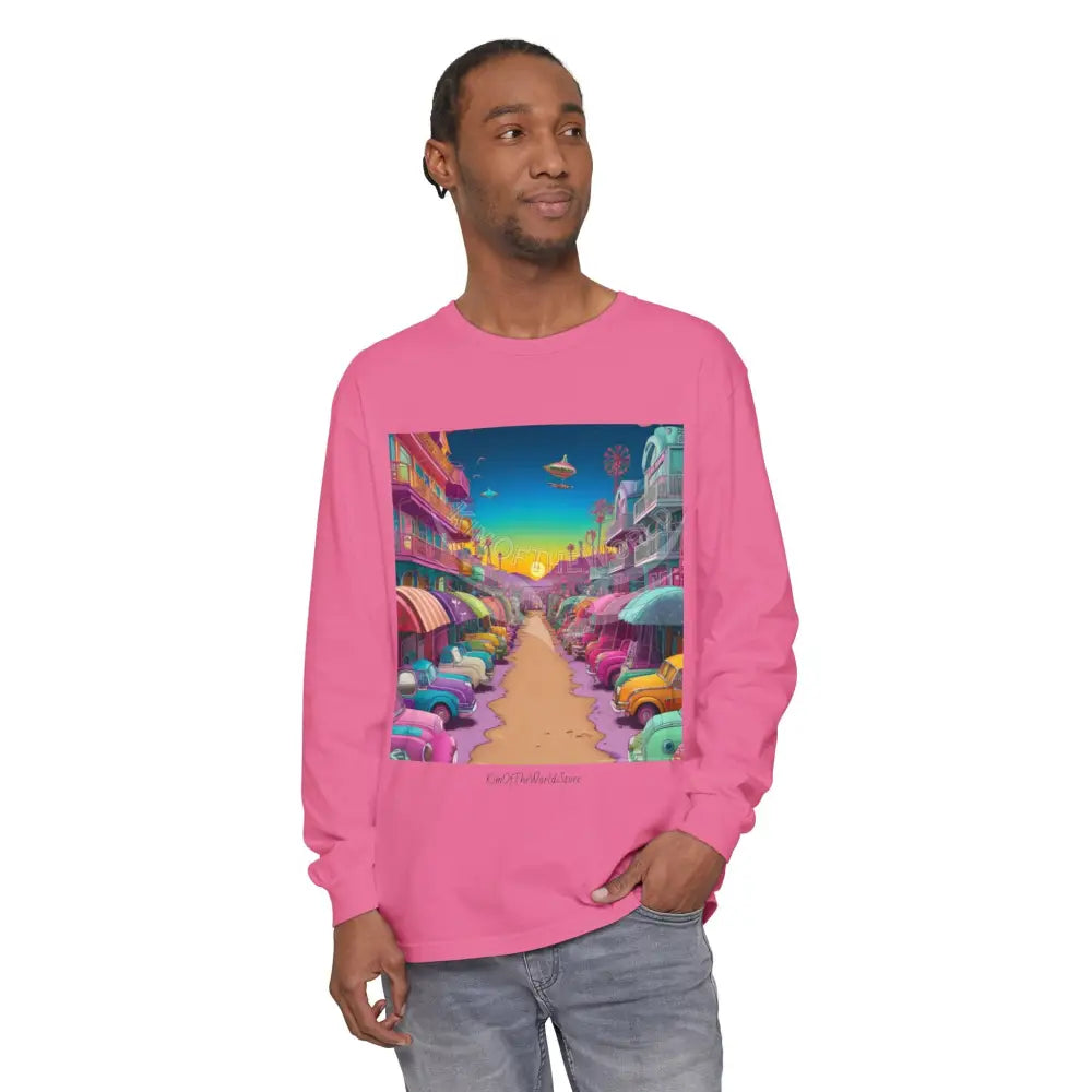Boho Beach Funky Art Psychedelic Dreamscape Long Sleeve Tee Long-sleeve
