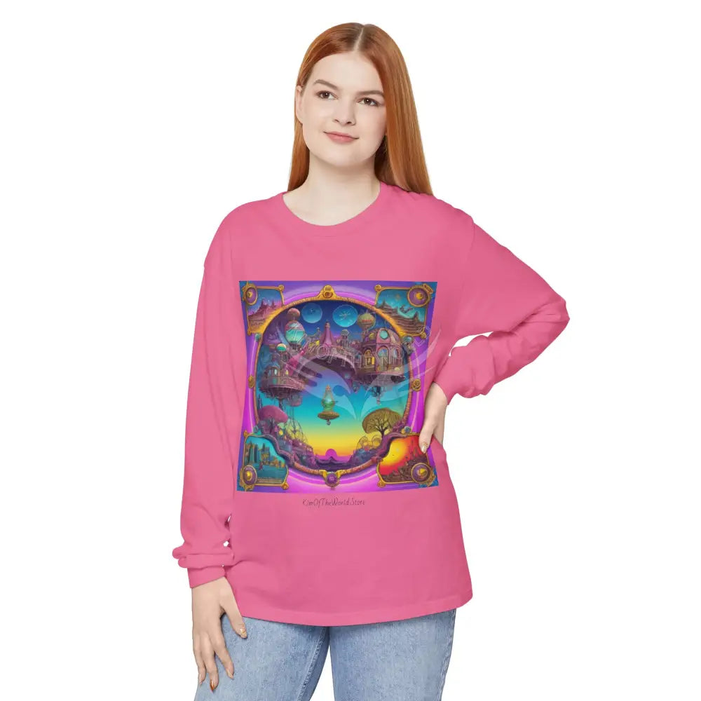 Boho Beach Funky Art Psychedelic Dreamscape Long Sleeve Tee Long-sleeve