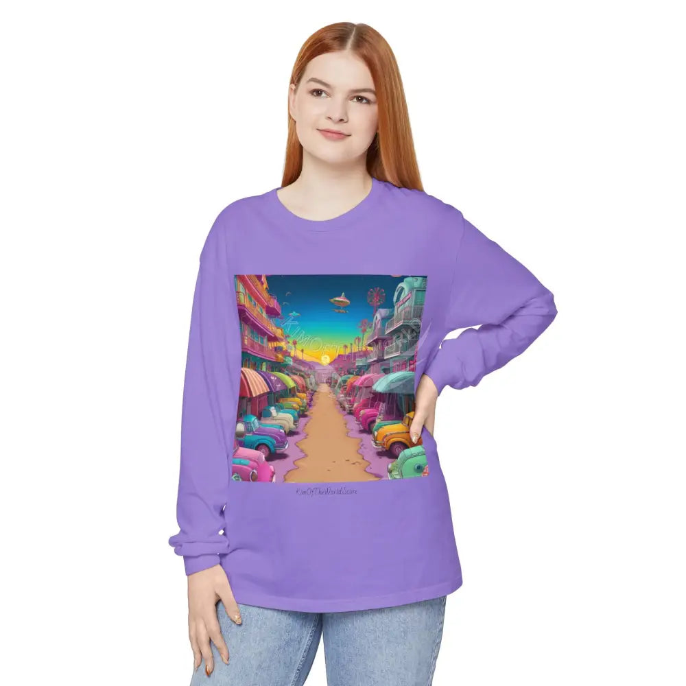 Boho Beach Funky Art Psychedelic Dreamscape Long Sleeve Tee Long-sleeve