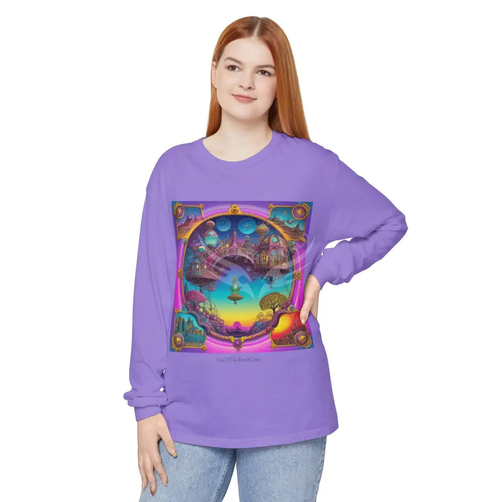 Boho Beach Funky Art Psychedelic Dreamscape Long Sleeve Tee Long-sleeve