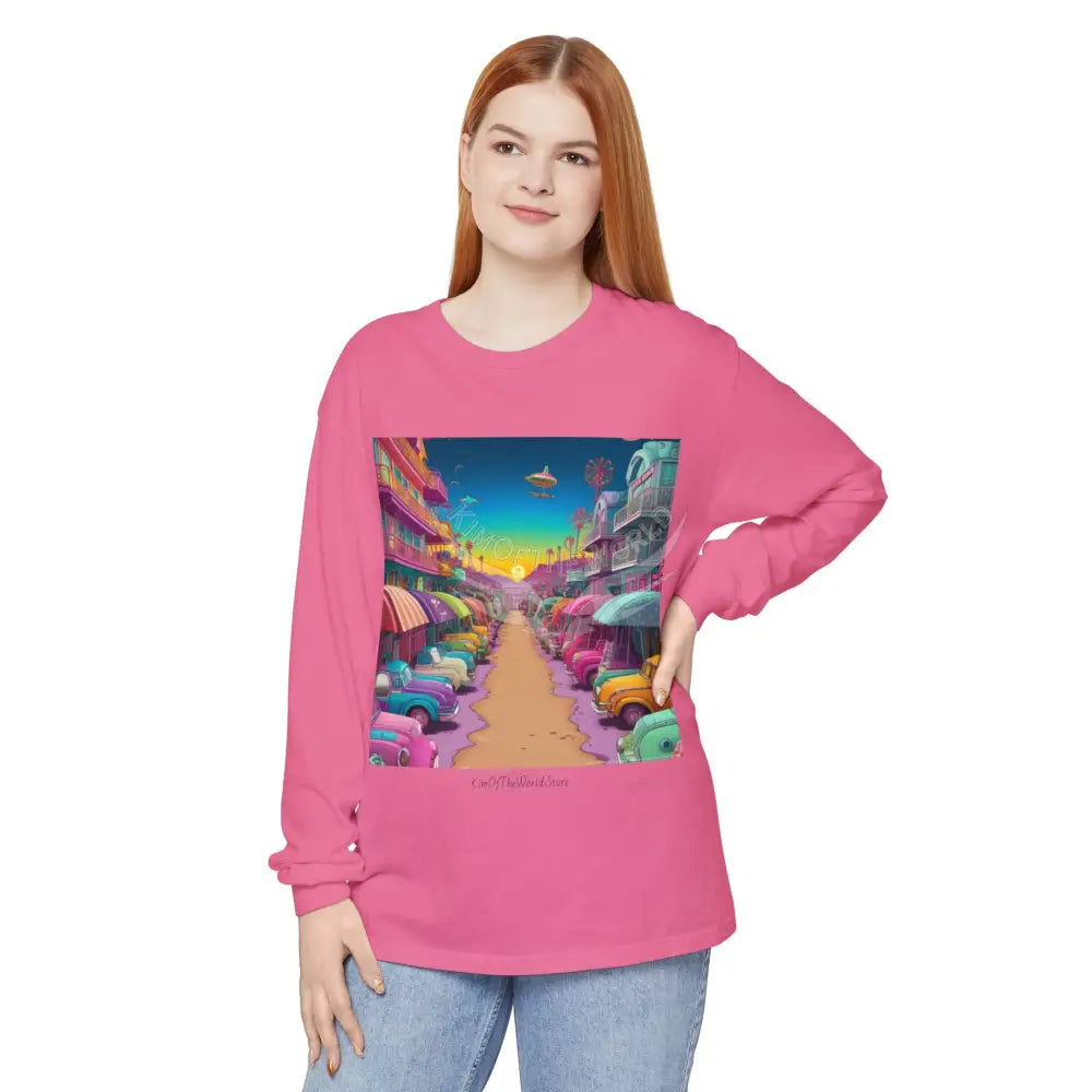 Boho Beach Funky Art Psychedelic Dreamscape Long Sleeve Tee Long-sleeve