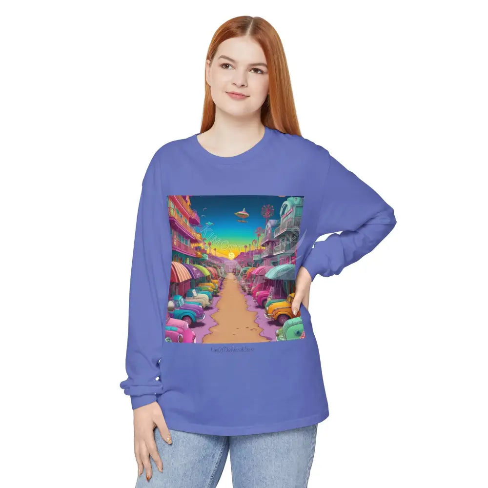 Boho Beach Funky Art Psychedelic Dreamscape Long Sleeve Tee Long-sleeve