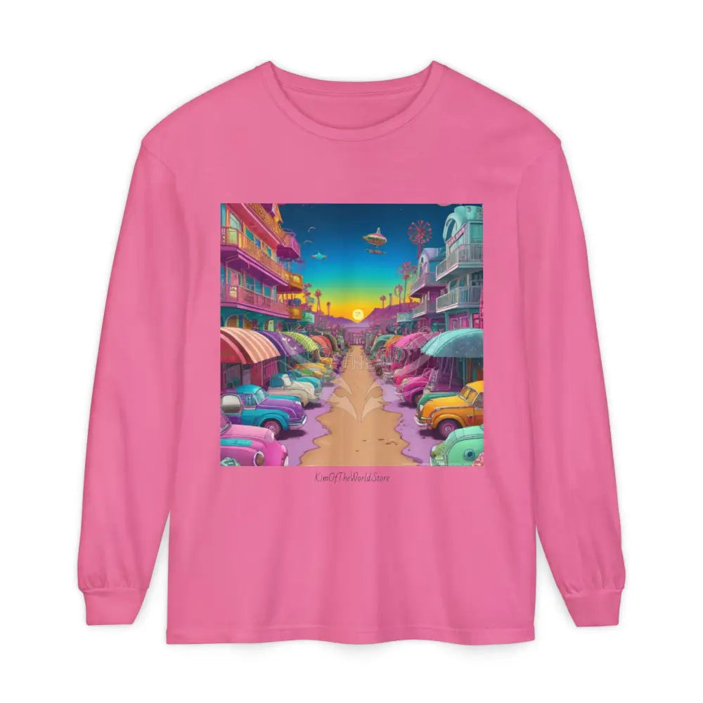 Boho Beach Funky Art Psychedelic Dreamscape Long Sleeve Tee Crunchberry / S Long-sleeve