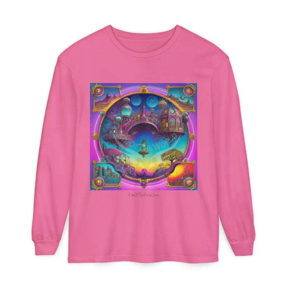 Boho Beach Funky Art Psychedelic Dreamscape Long Sleeve Tee Crunchberry / S Long-sleeve