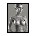 Boudoir Tattooed Women Rolled Posters — Sexy Seductive Lingerie Wall Art 18″ x 24″ (Vertical) / Semi Glossy Poster
