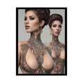 Boudoir Tattooed Women Rolled Posters — Sexy Seductive Lingerie Wall Art - AI Girl Girlfriend 18″ x 24″ (Vertical)