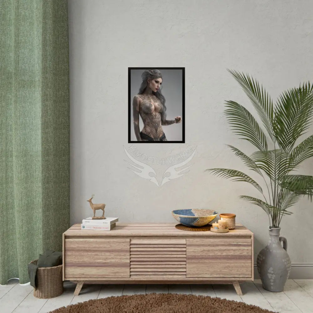 Boudoir Tattooed Women Rolled Posters — Sexy Seductive Lingerie Wall Art - AI Girl Girlfriend Poster